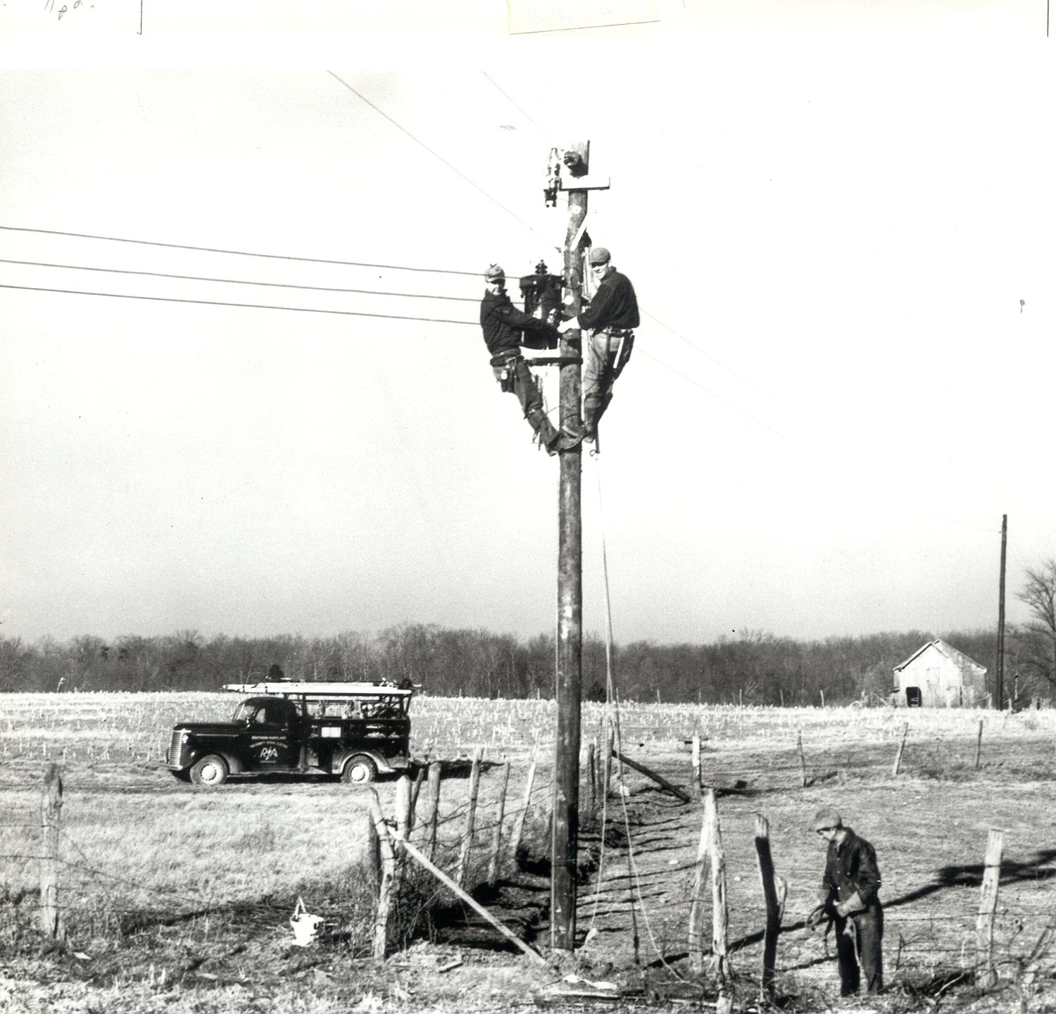 Linemen on pole 