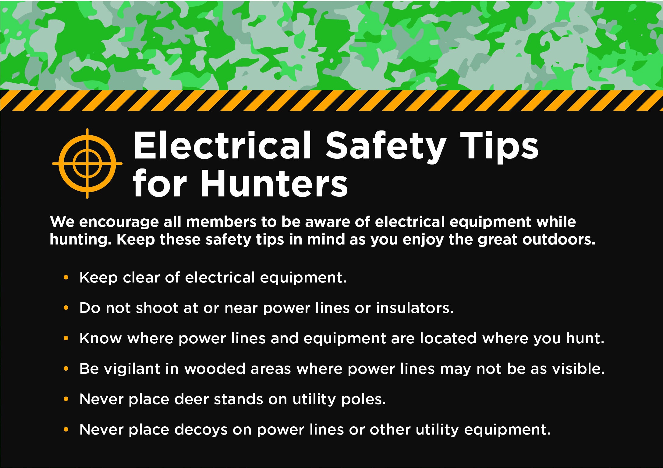 Graphic listing safety tips for Hunters.